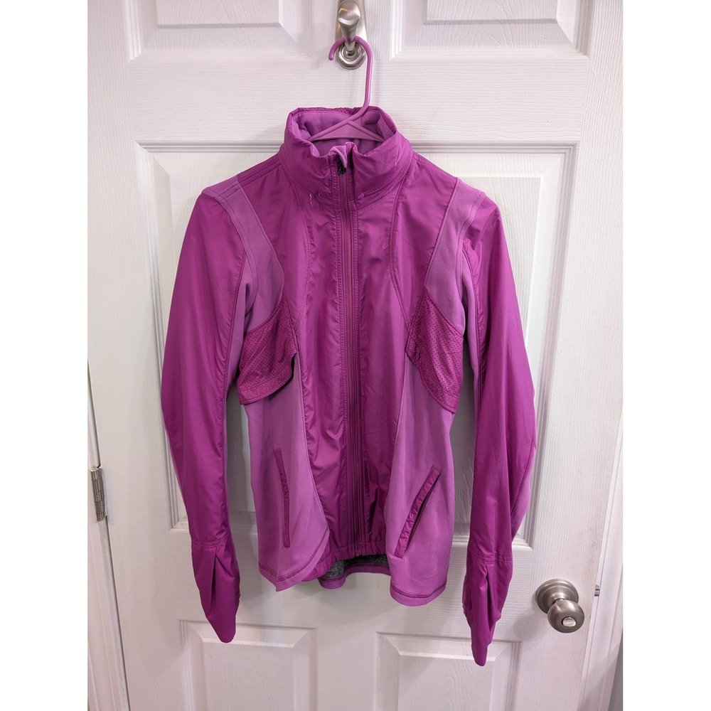 Lululemon Kanto Catch Me Run Jacket Women Hooded Magenta‎ Full Zip Run - Size 4